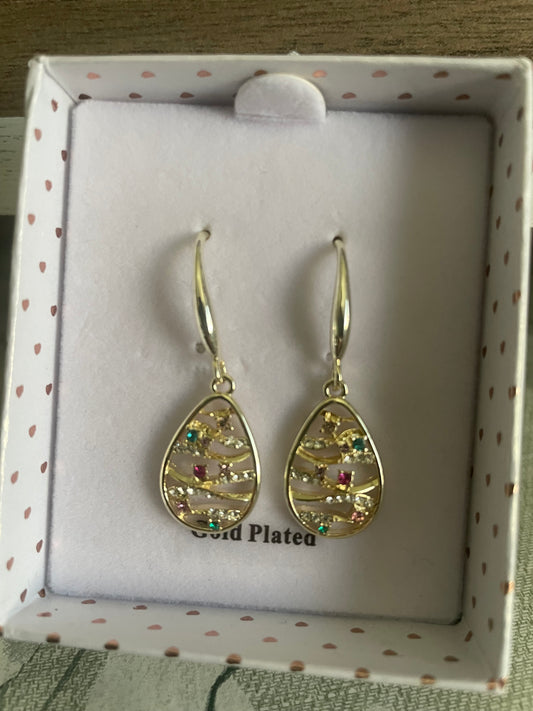 Glam multi gem earrings - gold plated