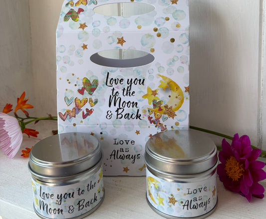Candle duo gift set love you to the moon and back