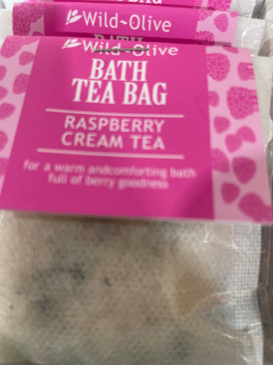 Raspberry cream tea bath tea bag