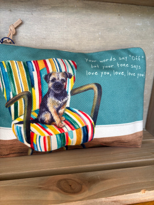 Border terrier zipped purse wipeable internally with zipped closure