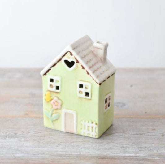 Springtime house village pottery LED