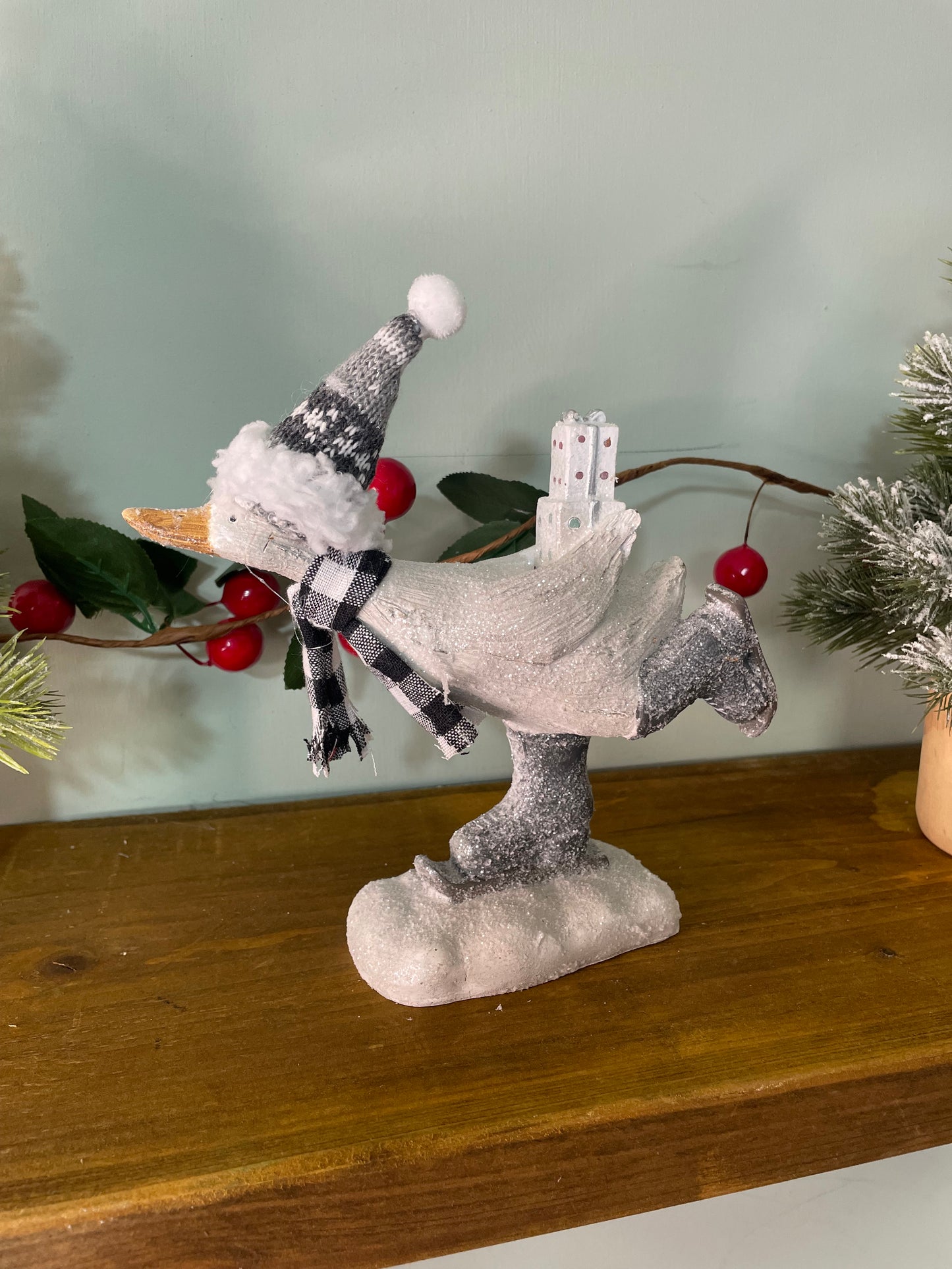 Skating christmas duck - black and white