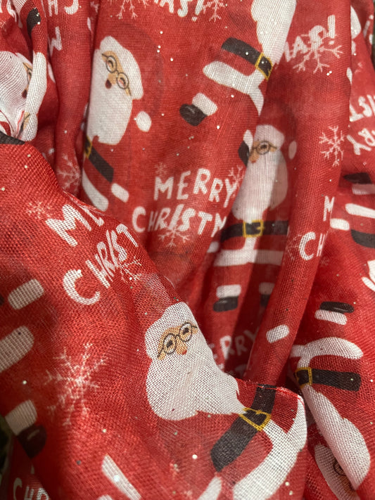 Santa festive sparkle scarf - red