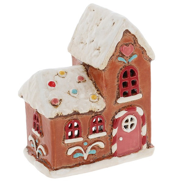 Village pottery gingerbread house candle house