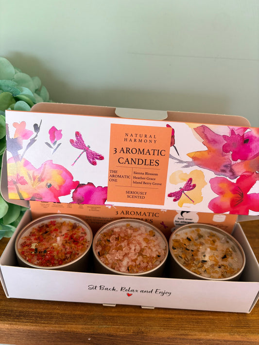 Three light candle gift set aromatic