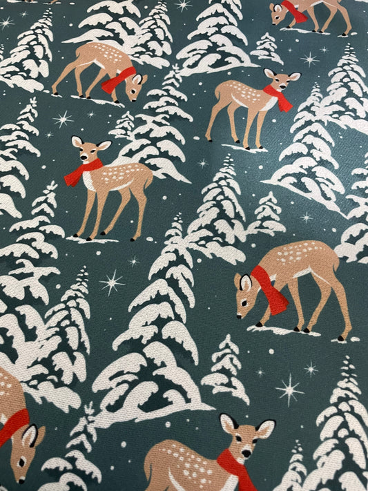 Festive deer scarf/pashmina - green