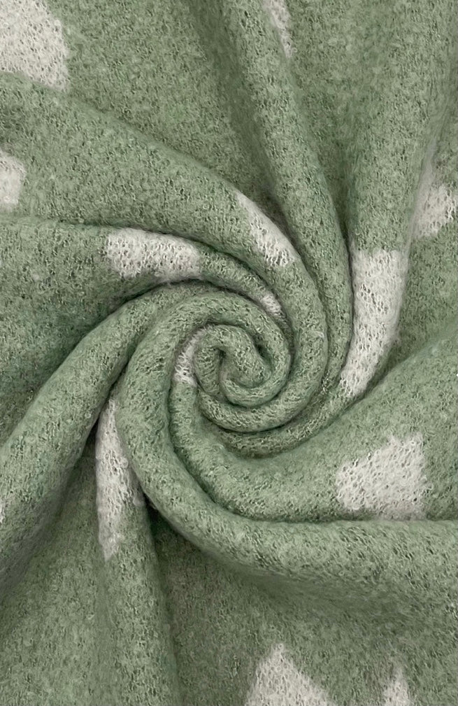 Super soft cosy dog design green scarf