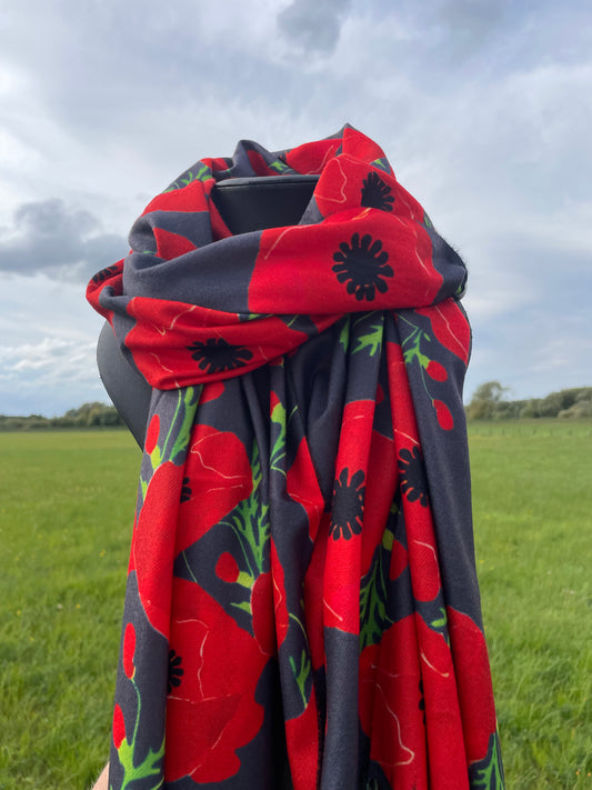 Poppy Reversible cashmere feel scarf
