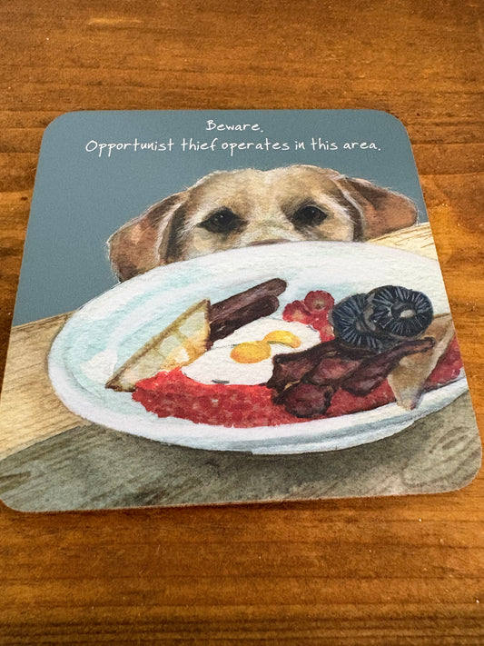 Labrador coaster breakfast