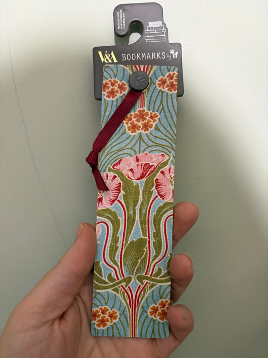 Pink flowers V & A bookmark