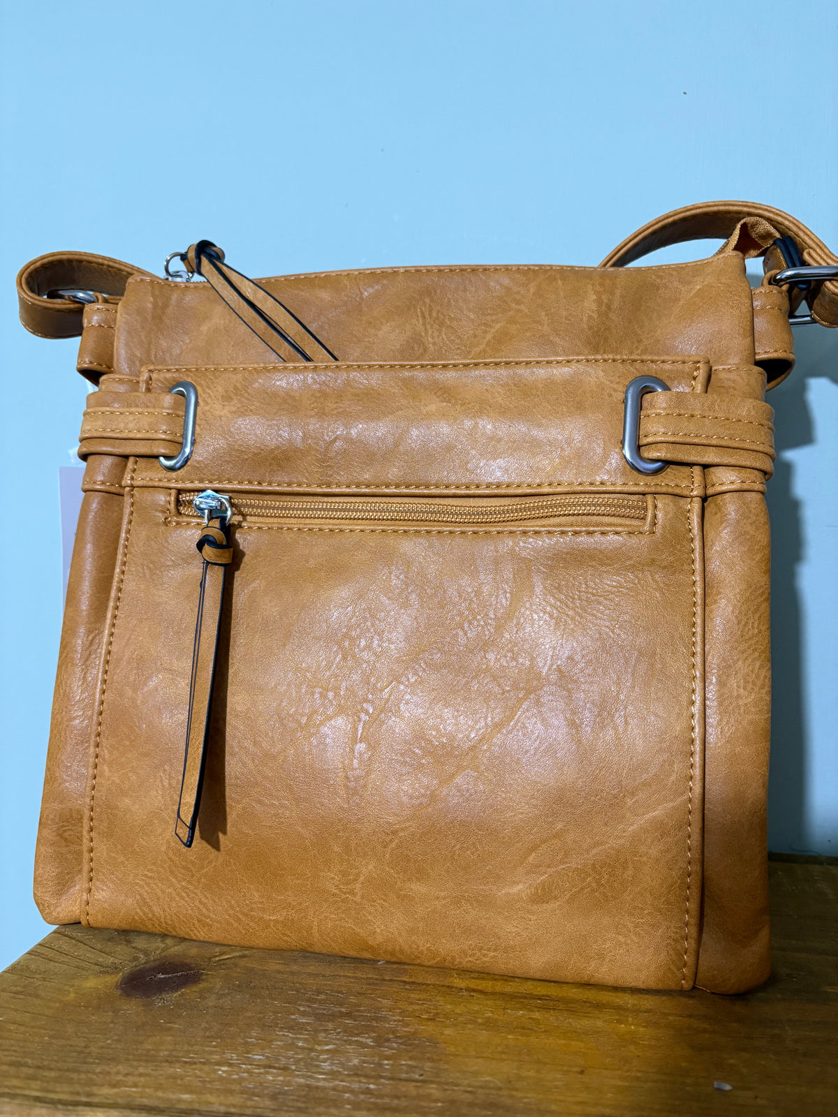 Large cross body zipped bag mustard