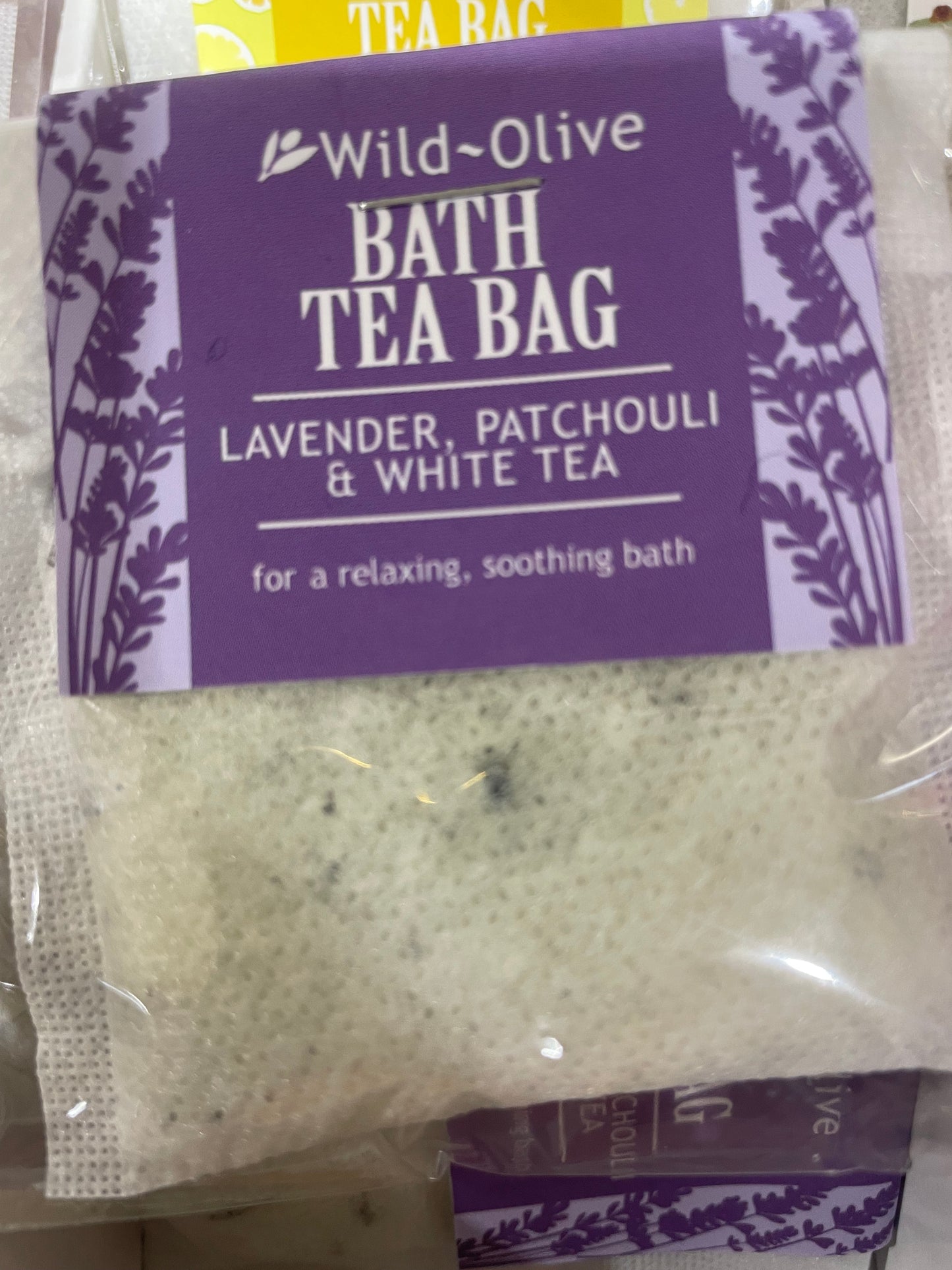 Lavender and patchouli bath tea bag