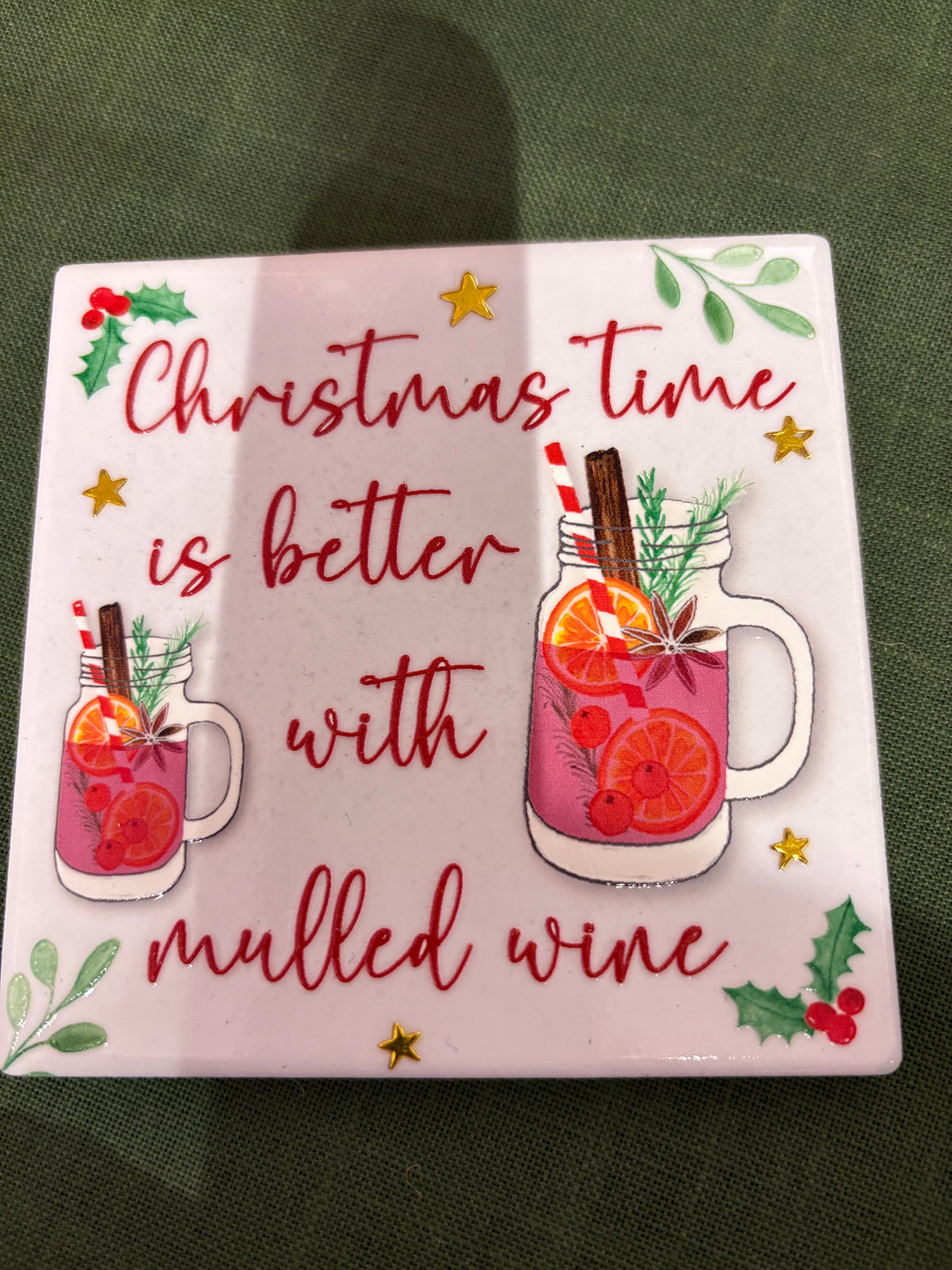 Ceramic christmas and mulled wine coaster