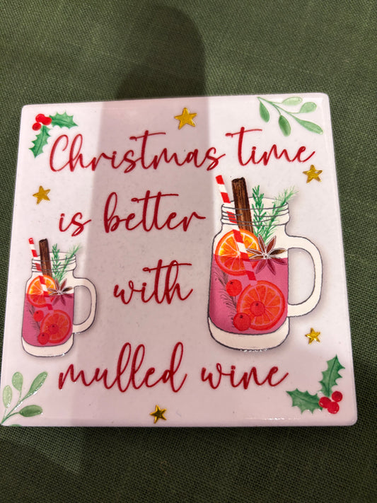 Ceramic christmas and mulled wine coaster