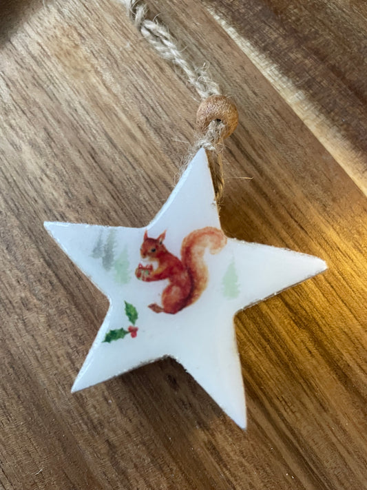 Woodland star decoration - squirrel