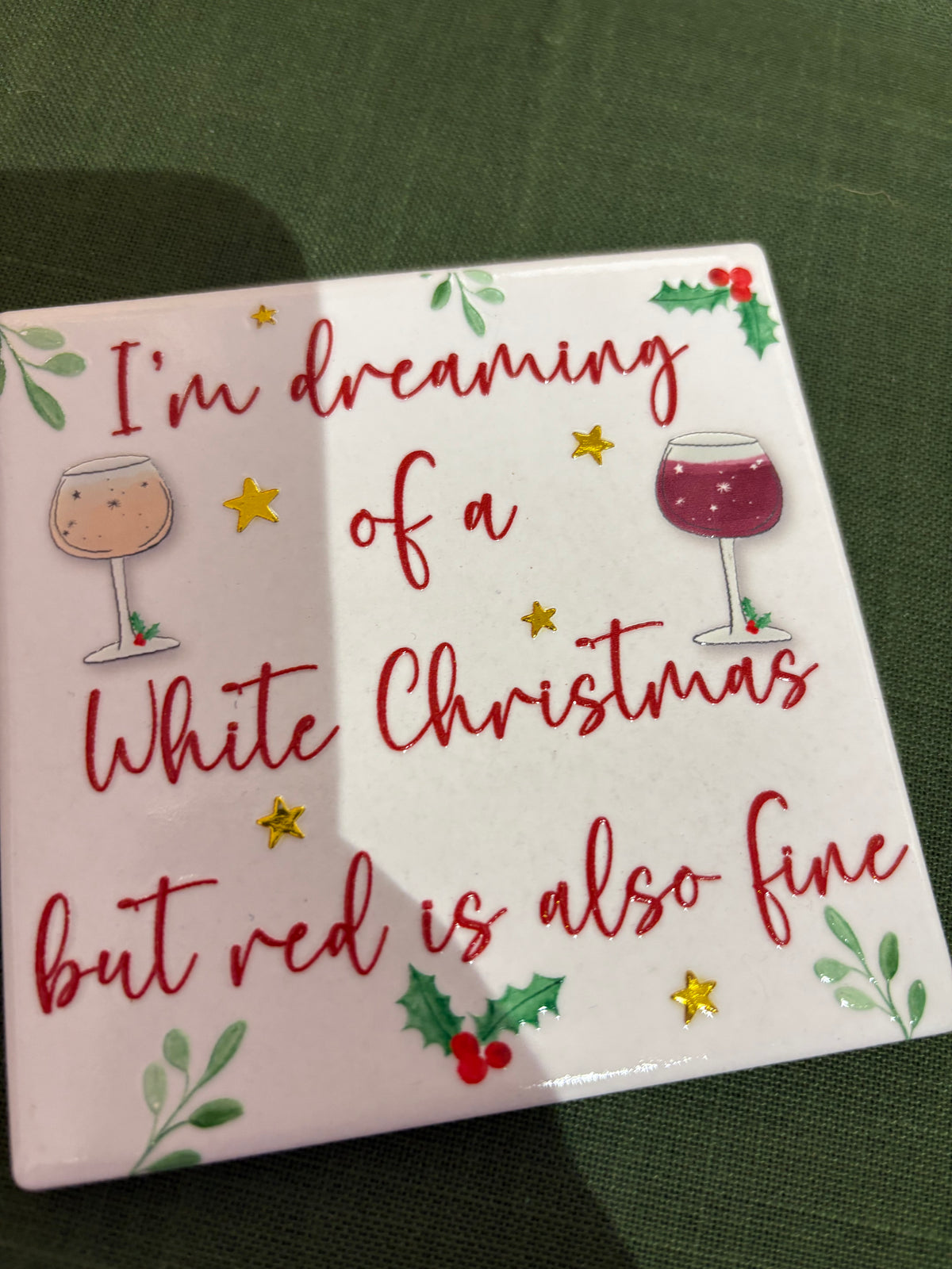 Ceramic christmas wine coaster