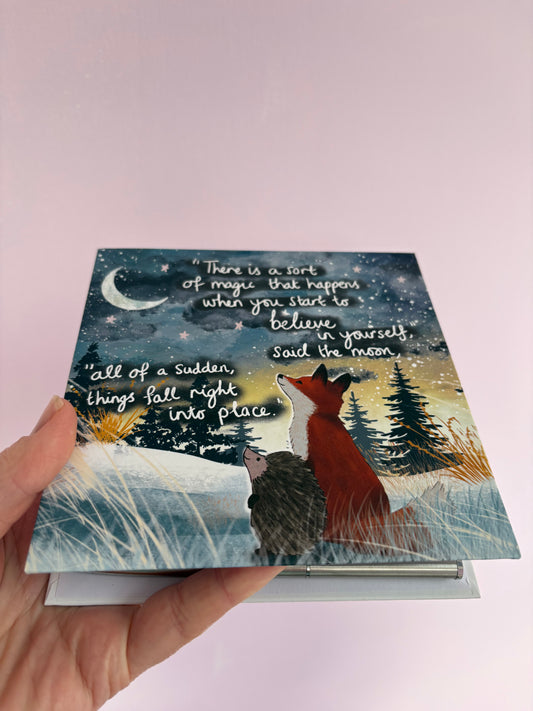Note block and pen fox under the moon collection