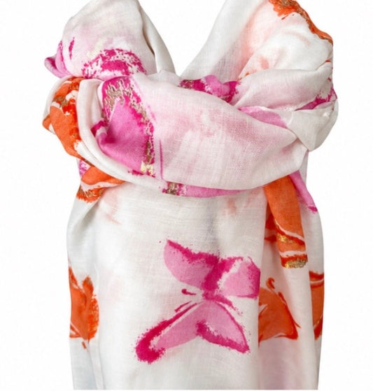 Butterfly summer shimmer scarf pink