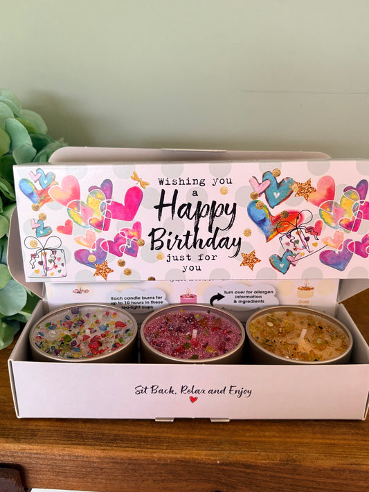 Three candle gift box set happy birthday