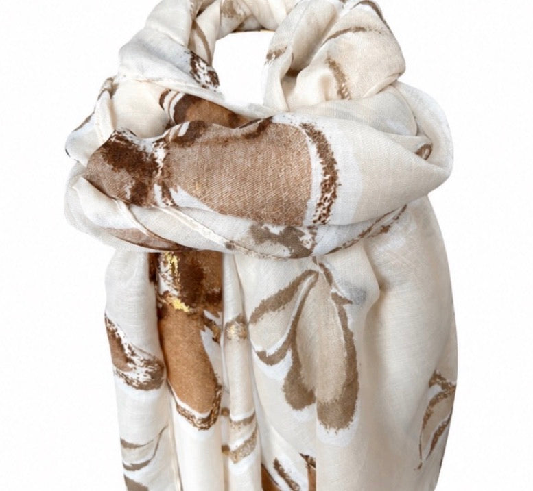 Butterfly summer shimmer scarf cream