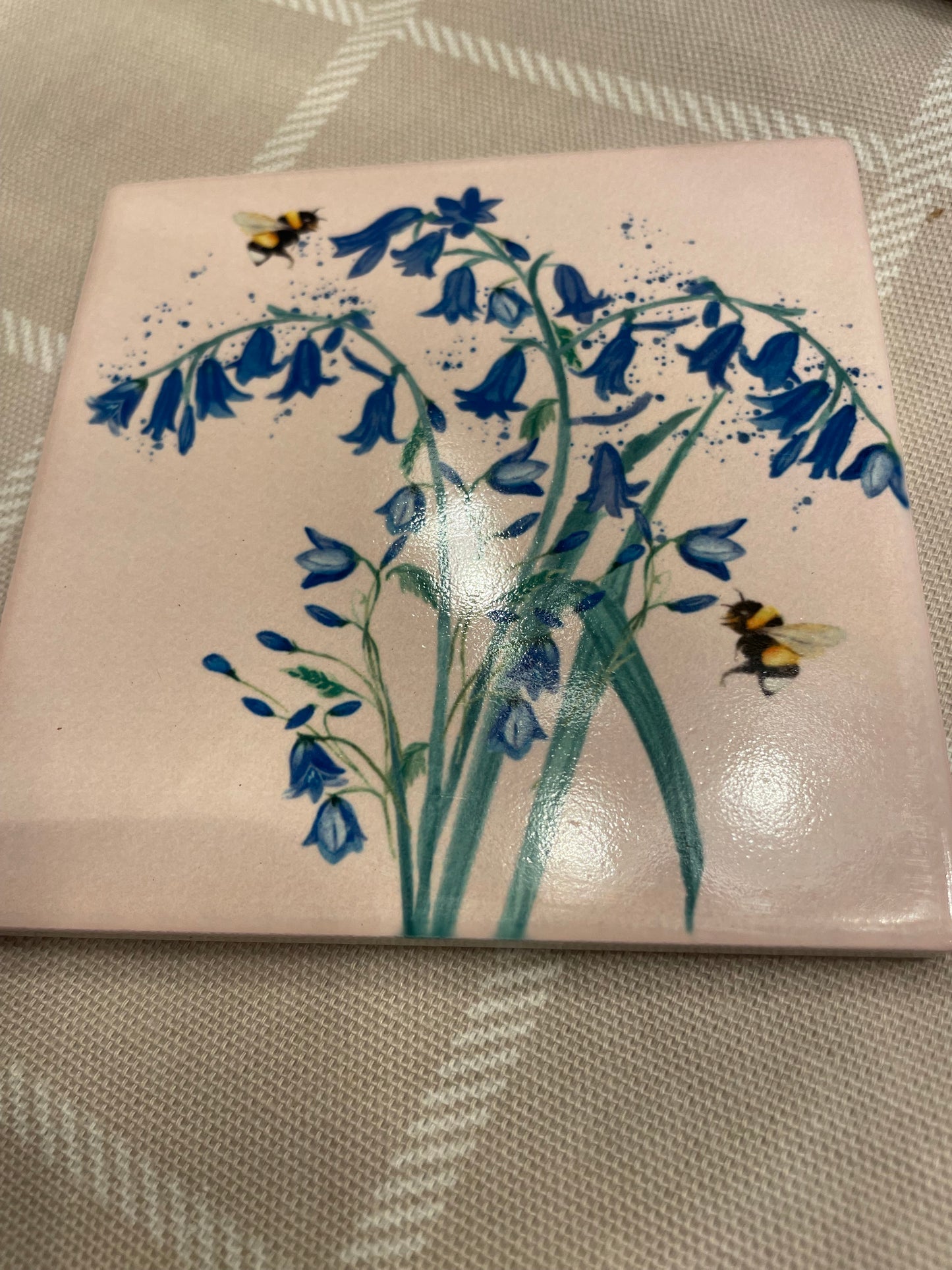 Spring bluebells ceramic coaster