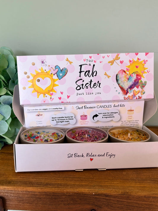 Three candle gift box set fab sister