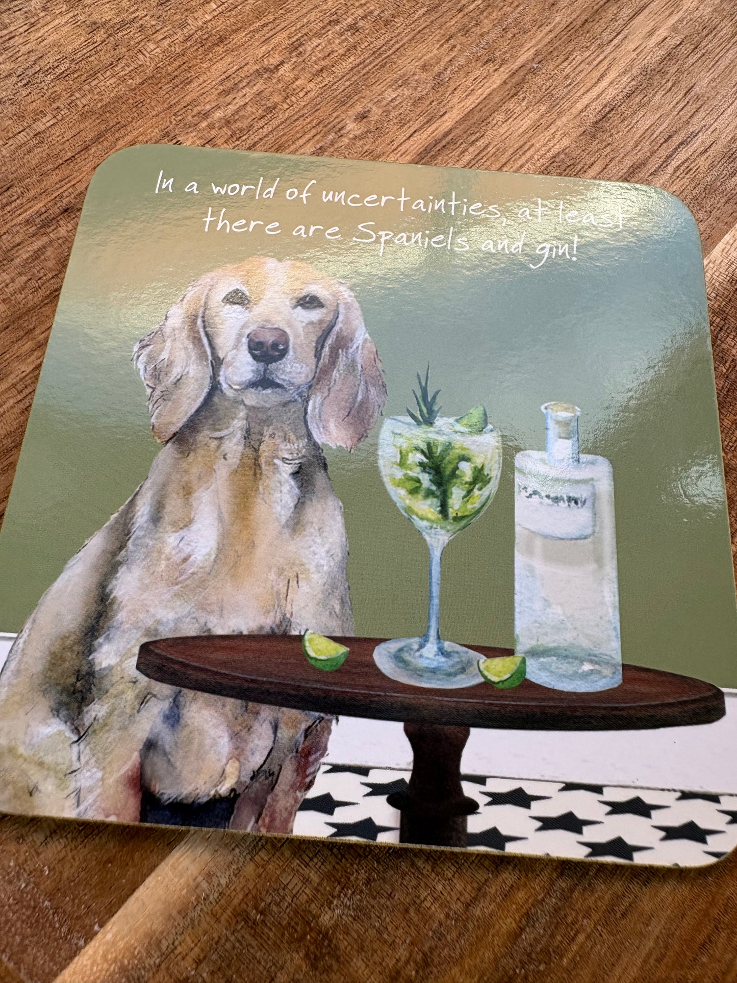 Spaniel and gin coaster
