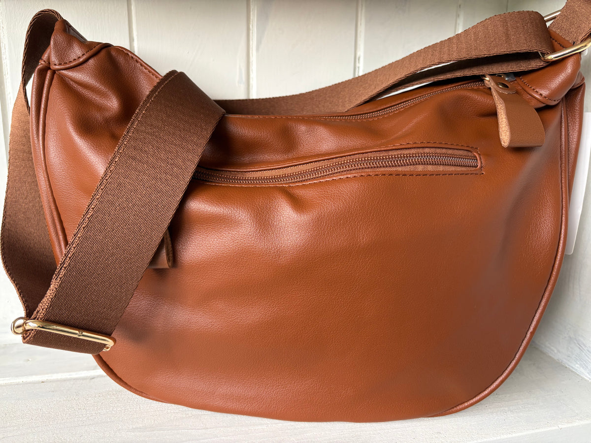 Bag tan cross body zipped