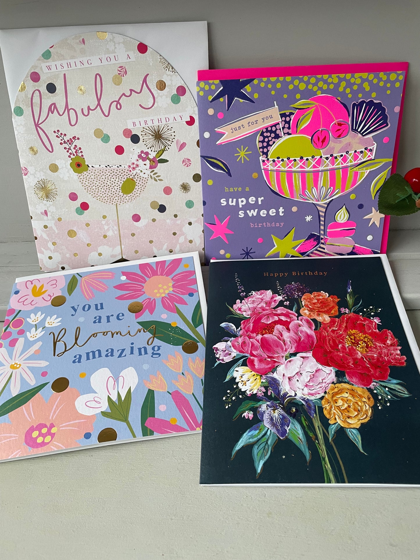 Beautiful card pack of 4 - printed in Britain on 100% recycled card - blooming fabulous