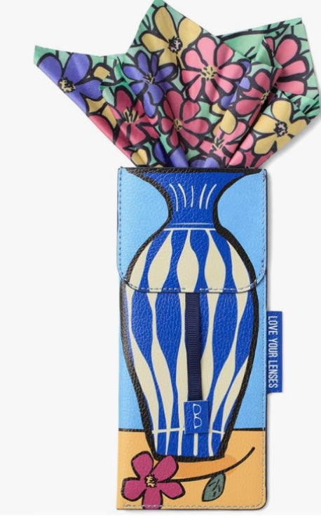 Love your lenses glasses case with cloth - flower vase