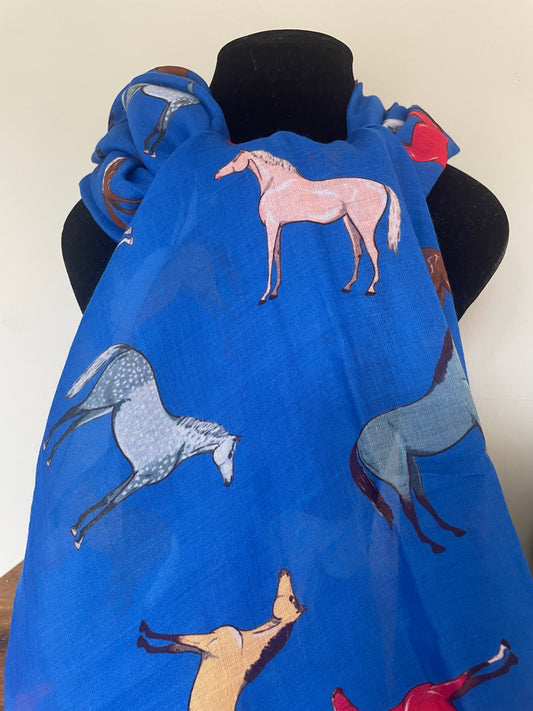Horse design scarf - blue