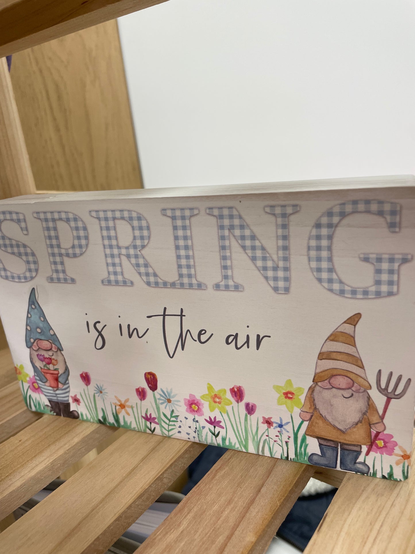 Spring is in the air gonk design plaque - white