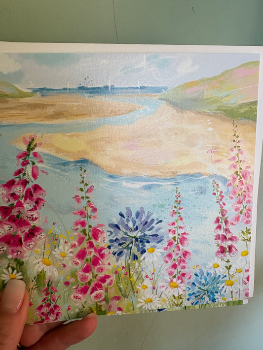 Wildflower coastal scene card