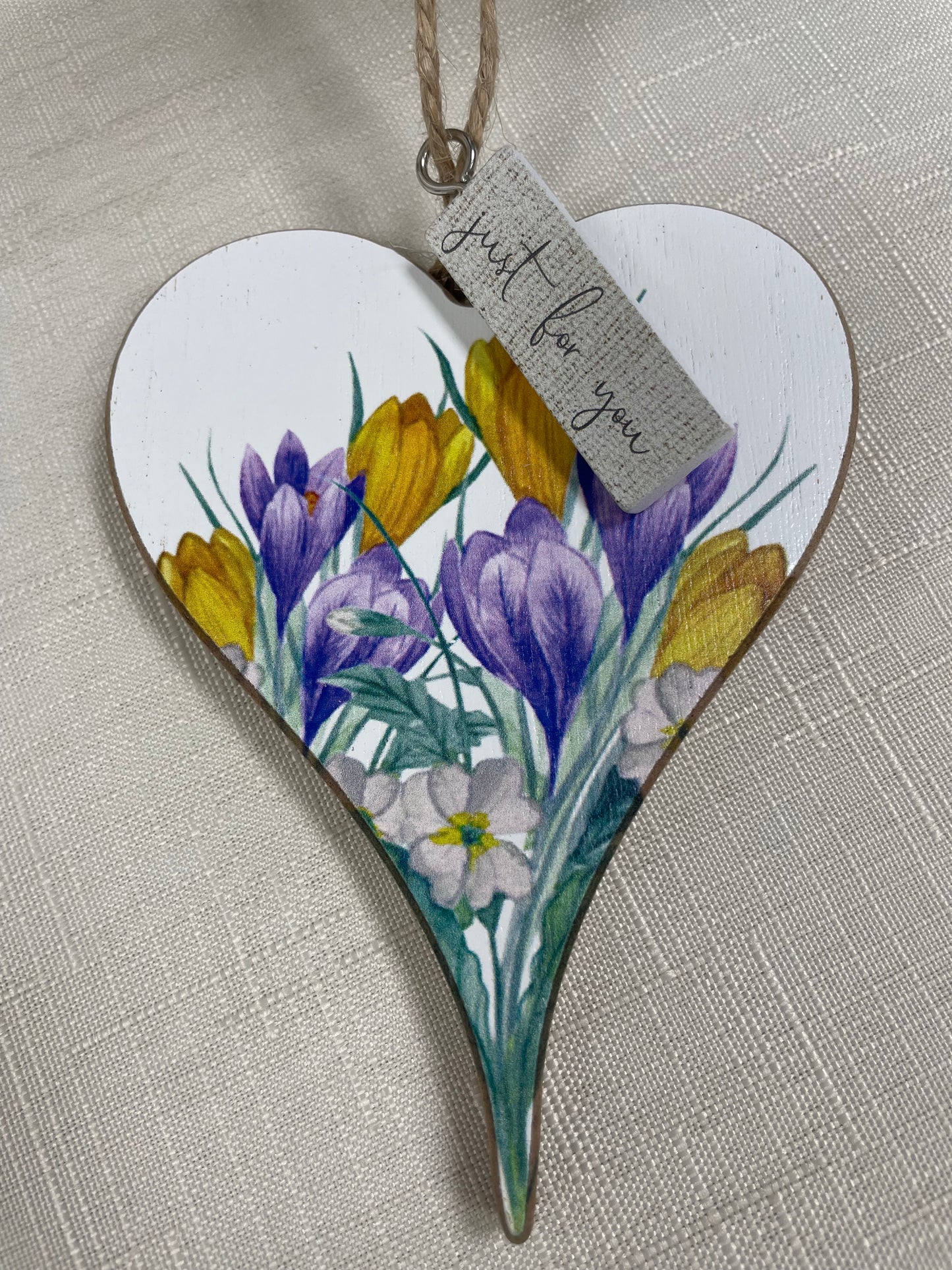 Crocus design wood heart