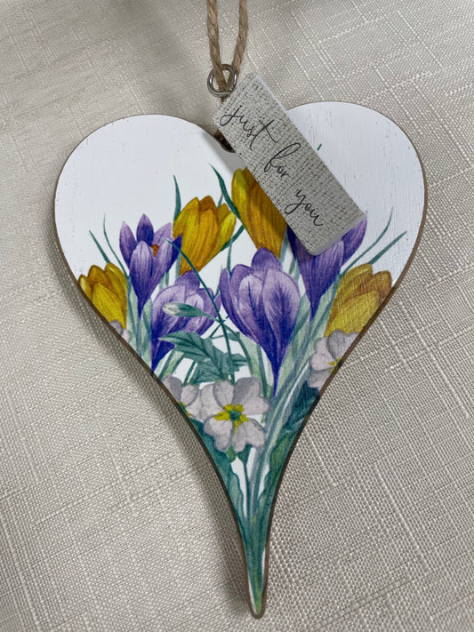 Crocus design wood heart