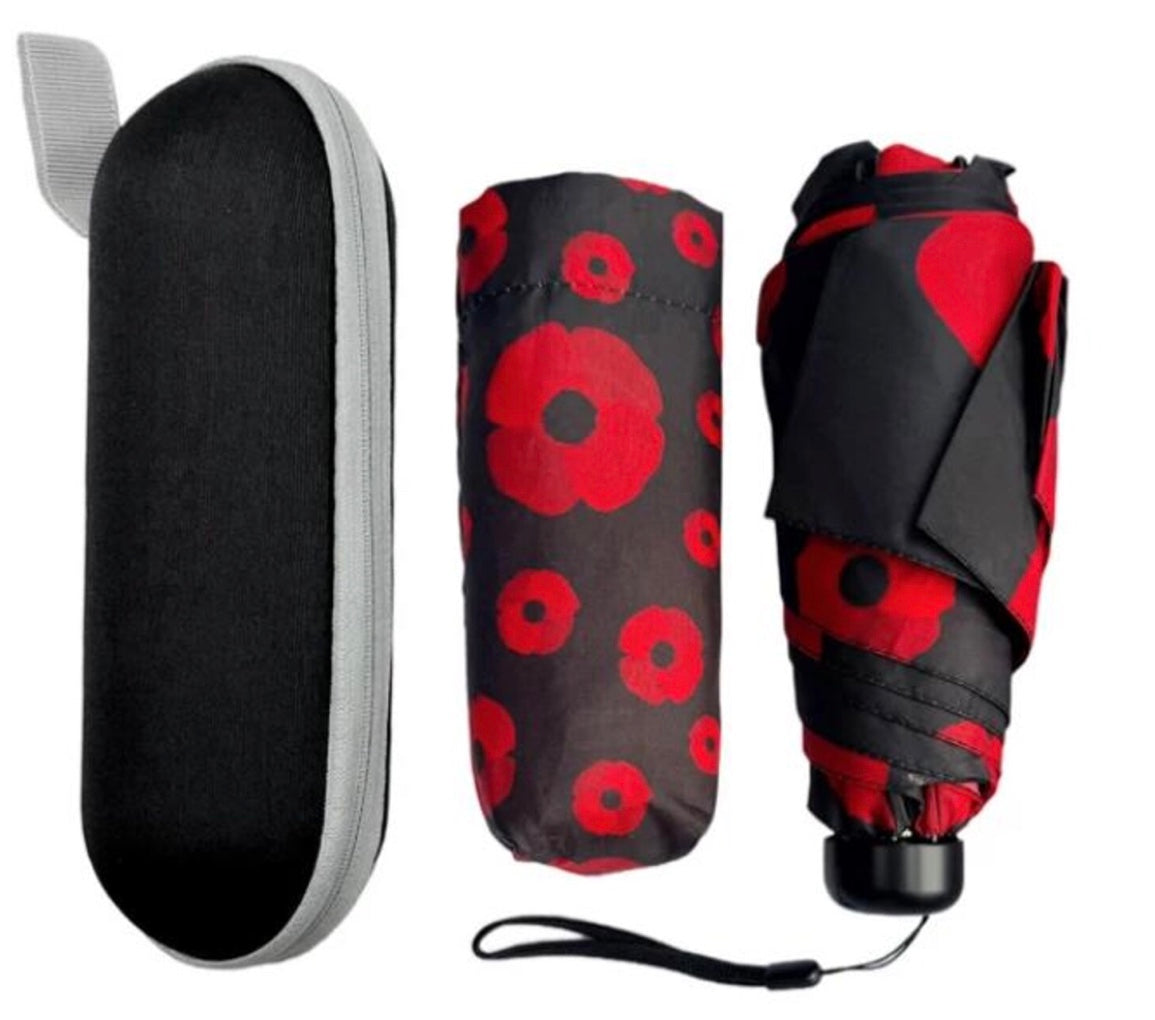 Poppy design umberella in travel case