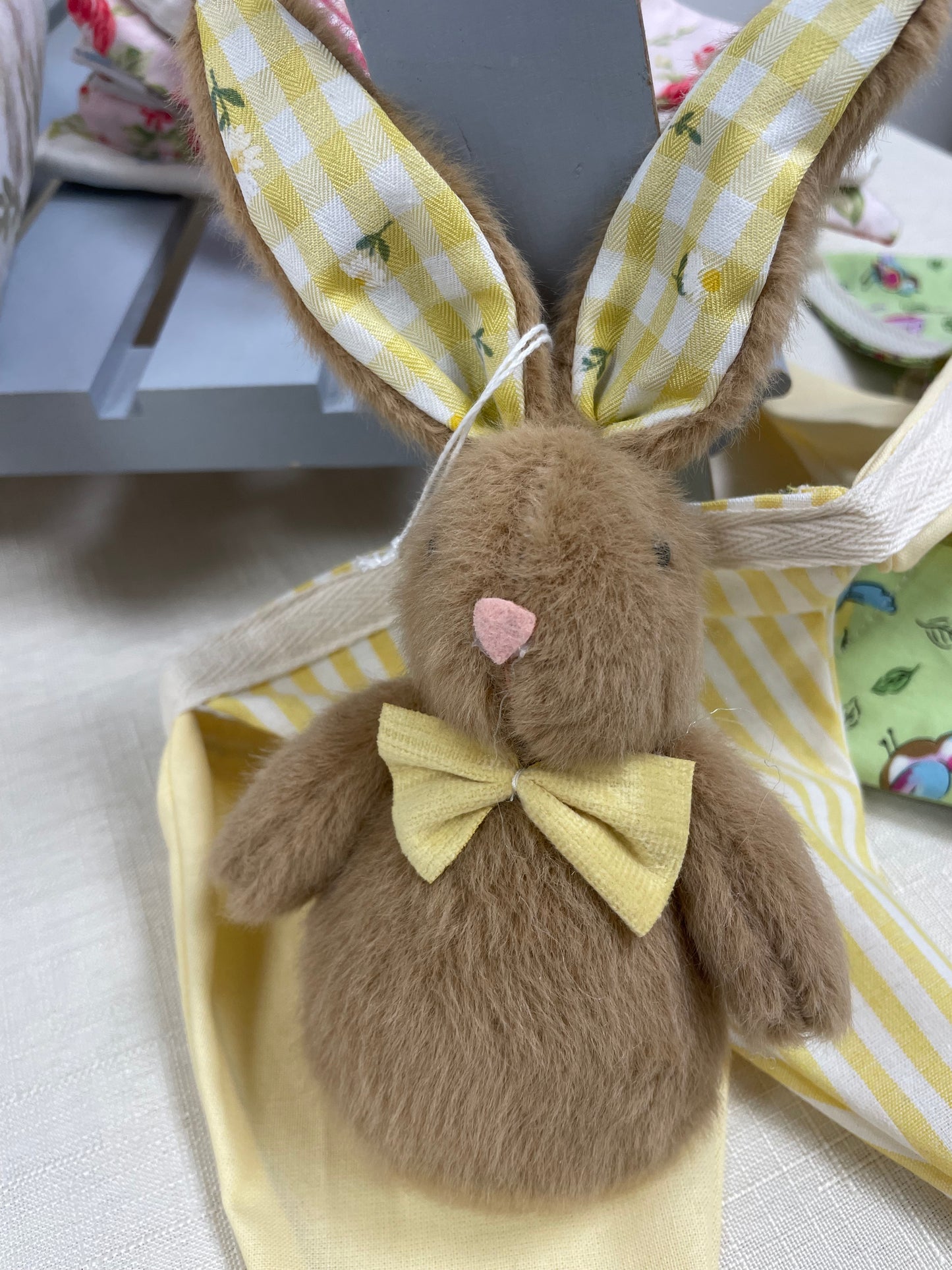 Handmade bunny - yellow gingham