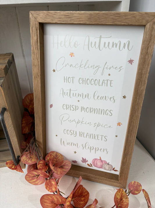 Hello autumn plaque