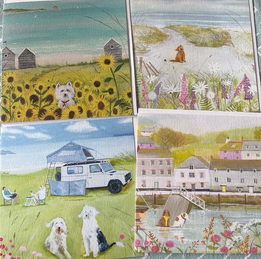 Pack of 4 - Recycled, British- made , Eco friendly cards - holiday