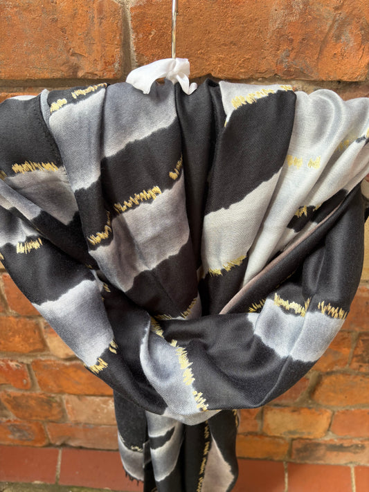 Black and gold foil scarf