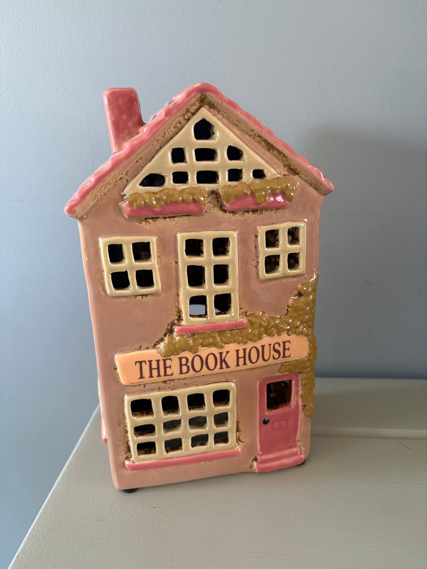 Cosy book house village pottery candle house