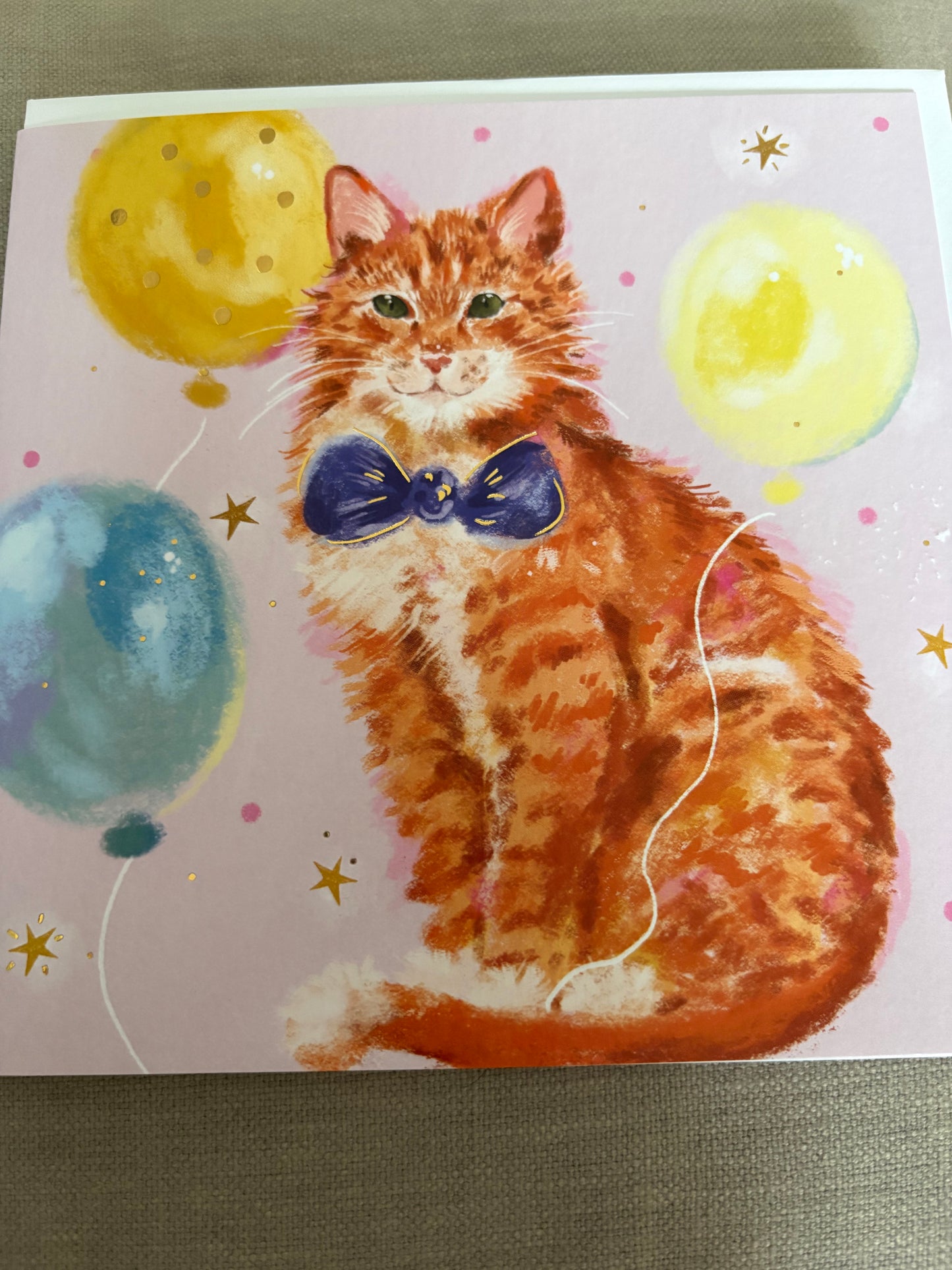 Beautiful cat artist painted card