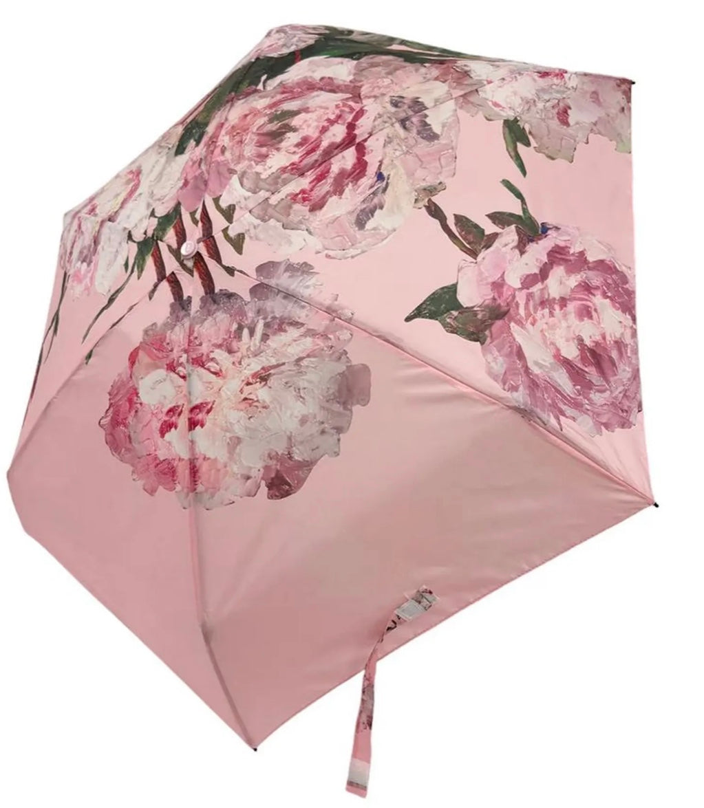 Pink floral pretty design umbrella in travel case