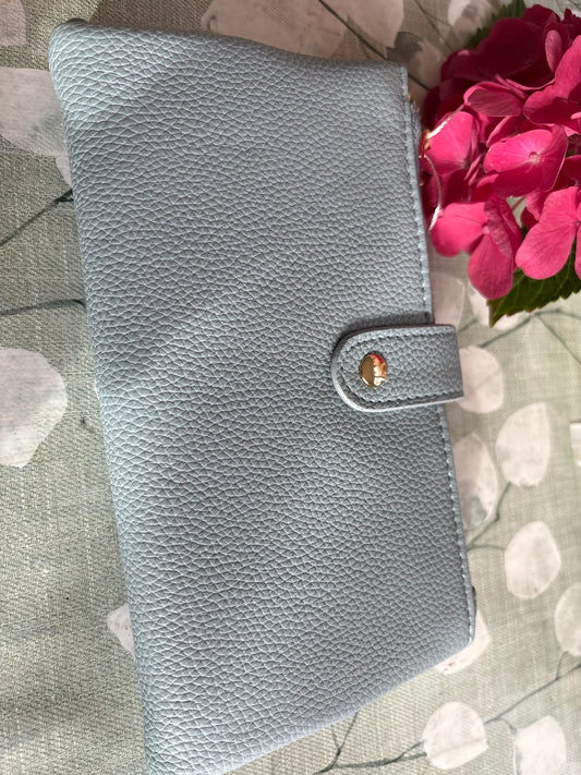 Purse photo, card holder with zipped compartment, blue colour