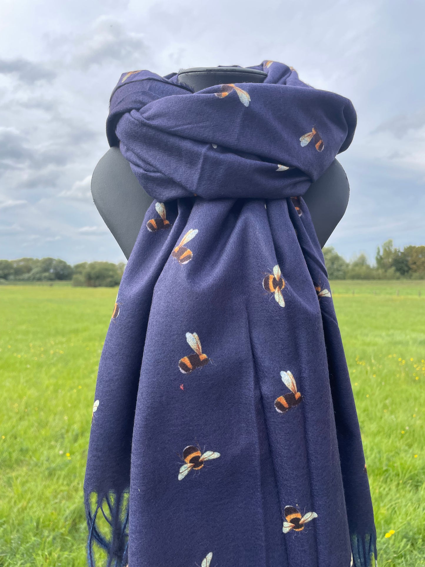 Bee cashmere feel scarf - blue