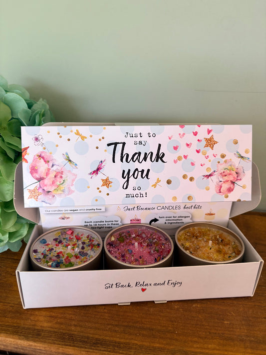 Three candle box set thank you