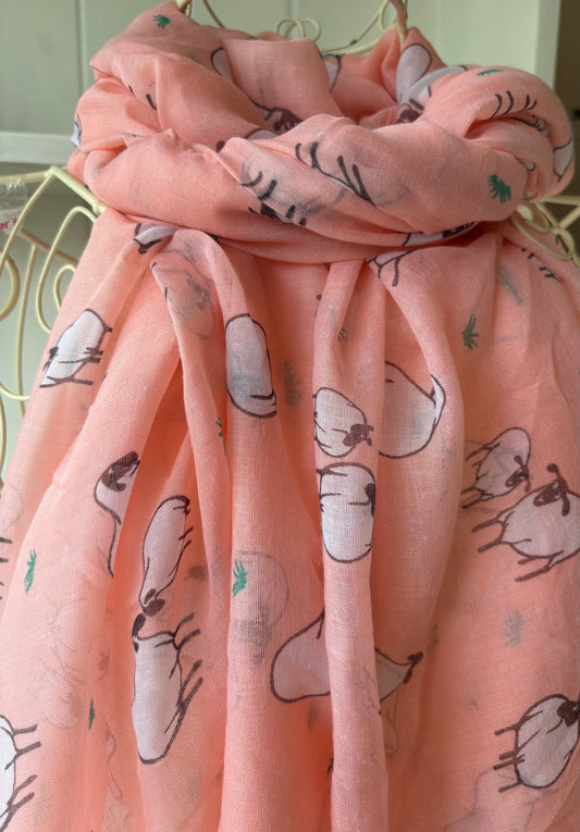 Sheep farm design pink scarf
