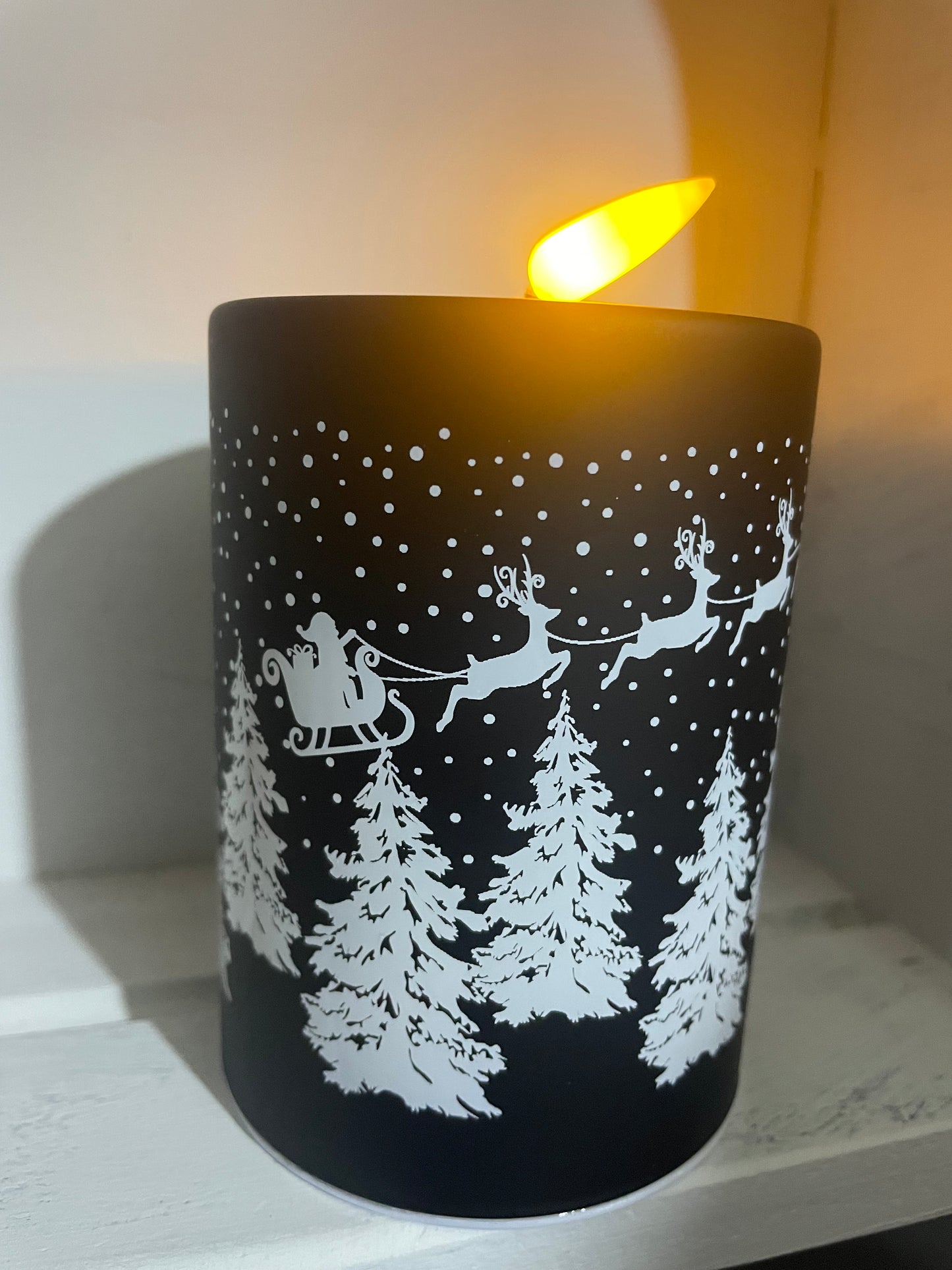 Santa and sleigh battery operated candle