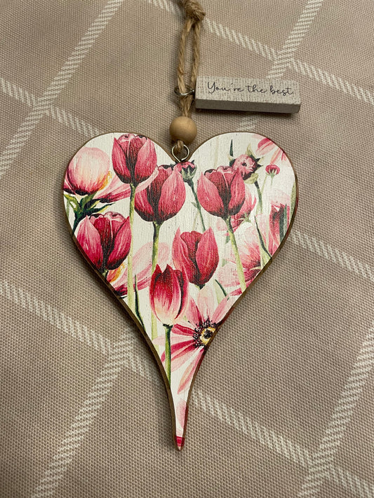 Tulip heart wood decoration with words you’re the best