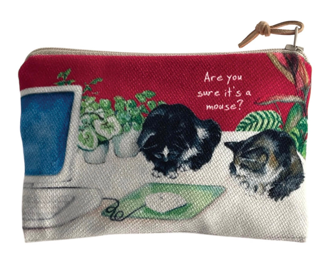 Office cats zipped purse